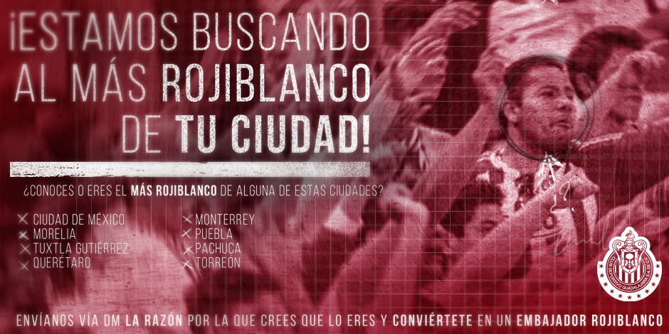 Chivas's tweet photo. ¿Quién es el ChivaHermano más apasionado de estas ciudades? ¡Participa para ser nuestro embajador! Envía tu historia https://t.co/6m3OpPNN3W