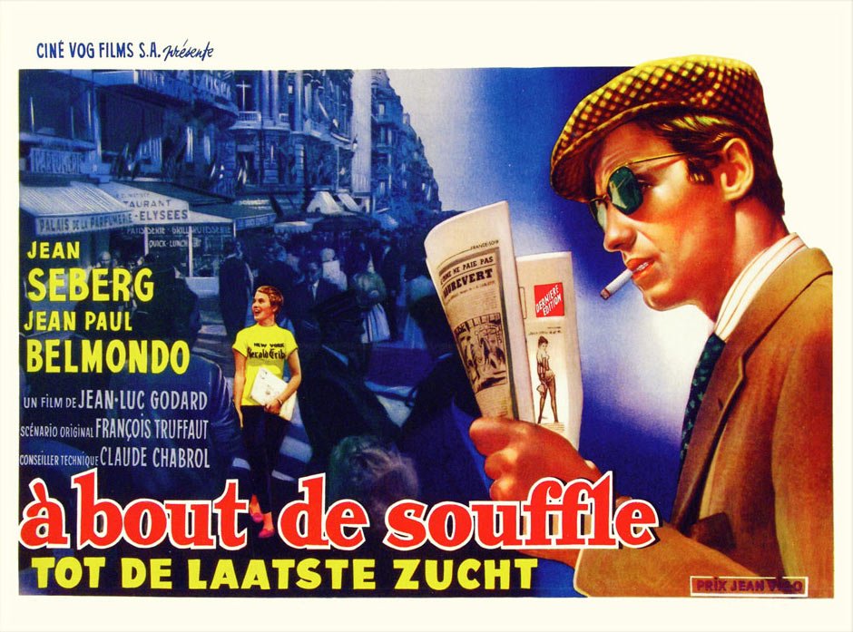 Happy Birthday  Jean-Luc Godard - BREATHLESS - Belgian release poster - 1960 