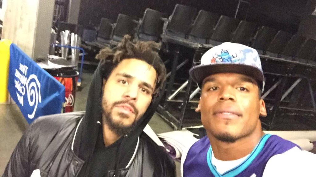 hornets's tweet photo. Selfie at the Hive! @JColeNC and @CameronNewton 😎 https://t.co/YK2O8EnQg6