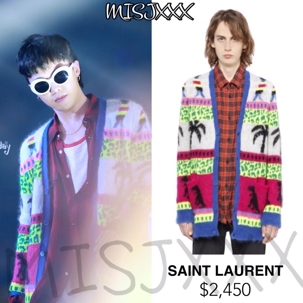 GDStyle👉#SAINTLAURENT OVERSIZE MOHAIR BLEND JACQUARD CARDIGAN