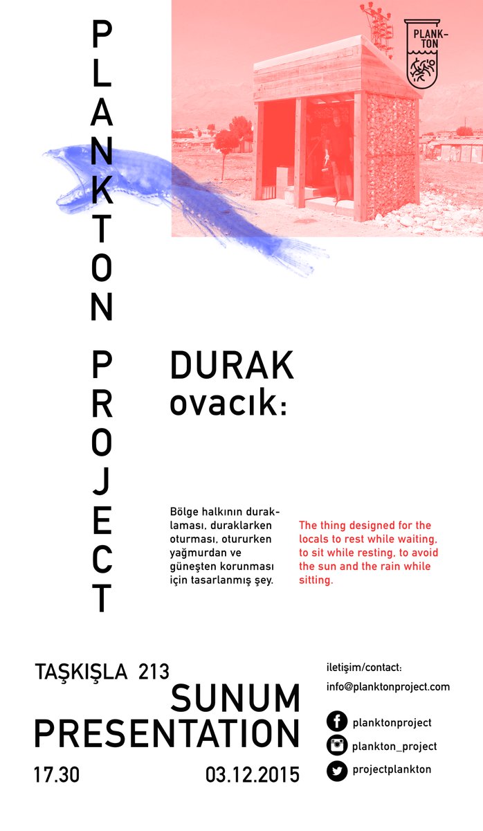 bu hafta perşembe günü taşkışla'da, plankton project'i ve durak ovacık'ı anlatacağız. herkesi bekleriz.