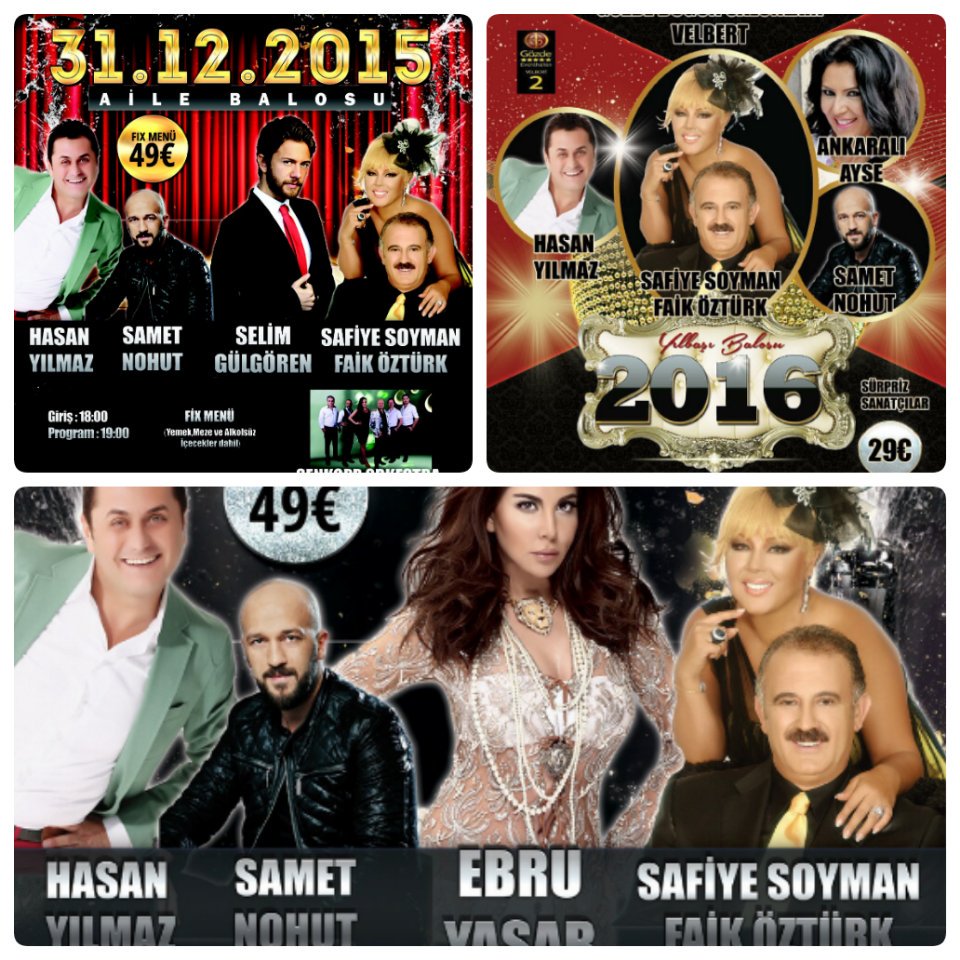 Yılbaşı programimiz": Belçika Genk Laila,
Mönchengladbach Almanya ve Köln florya tüm sevenlerimizi bekliyoruz