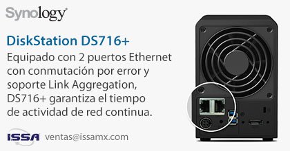 DS716+ con 2x LAN con conmutación por error y soporte Link Aggregation ow.ly/UCGqg