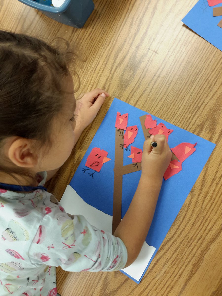 #creechpride Feel's a lot like winter in Kinder art class as we practice diagonal lines to collage a wintery scene.