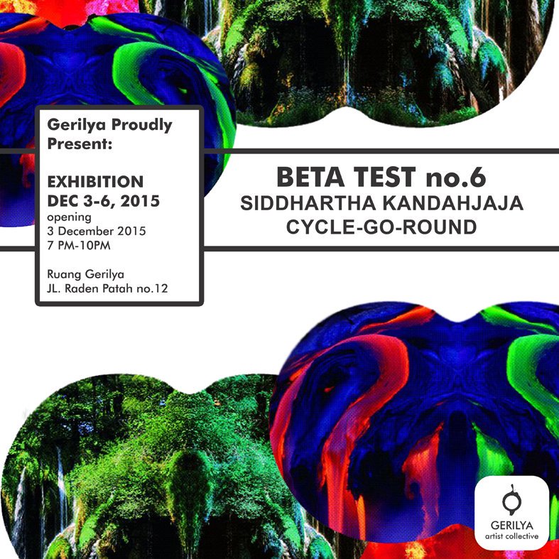 ruanggerilya's tweet photo. MALAM INI!
Beta Test no. 6: Siddharta Kandahdjaja - Cycle-go-round
Pembukaan &amp; artist talk pukul 19.00 WIB https://t.co/99dfGnEFOV