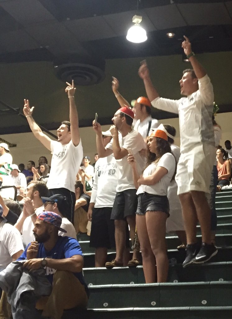 JohnB_Stetson's tweet photo. Hats off to this group of fans supporting @StetsonWBB all night! Final score 61-45! #HATTERSWIN https://t.co/RSSboPtMjS