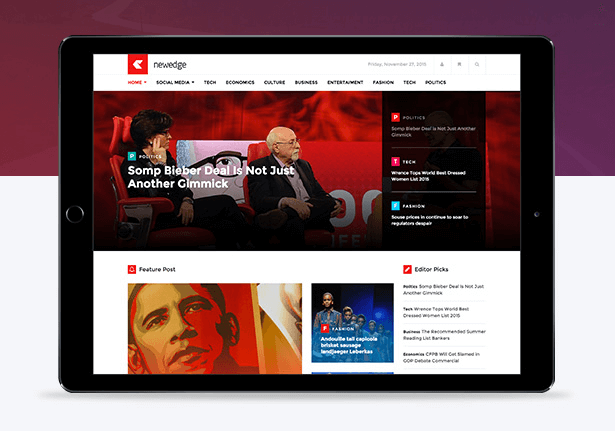 css3tips's tweet image. &apos;NewEdge - Responsive #WordPress Magazine Theme&apos; for #WP goo.gl/P7Zcvd #themes