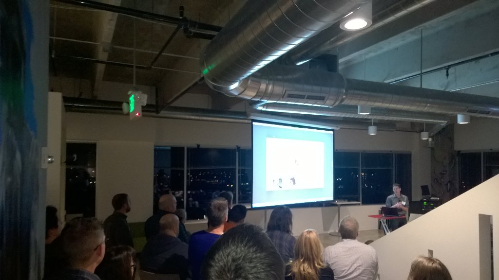 AlteryxChad's tweet photo. @alteryx user group in the new office, standing room only! https://t.co/gqHNE6Lesq