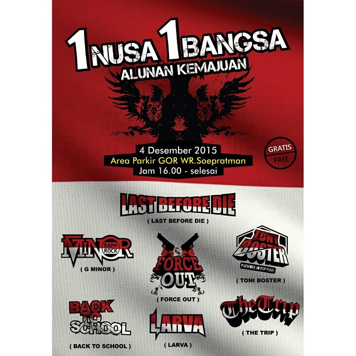 4 Des 2015 @ Area Parkir GOR WR Soepratman Pwr pkl.16.00-23.00 GRATIIISSS!!!