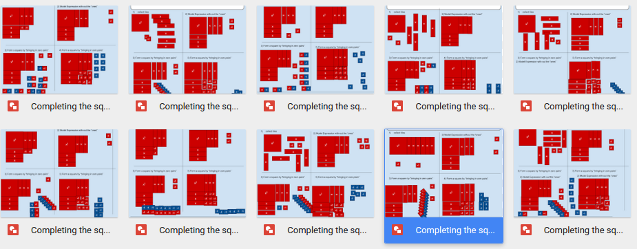 ryan_psmith's tweet image. Completing the square w/ manipulatives in google classroom w/ google drawings.#MTBos #TLDSBlearns #GAFE #GoogleEDU