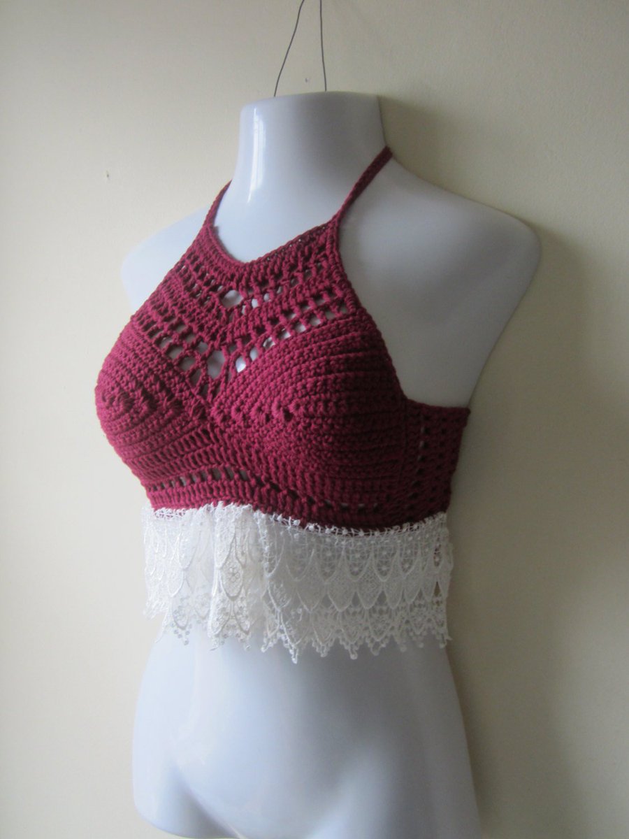 Elegantcrochets's tweet photo. Crochet halter top, LACE TRIM HALTER top, cropped top, la… https://t.co/QiQMCZuce8 #boho, #crochet #EtherealPrincess https://t.co/ehtobWrJEl