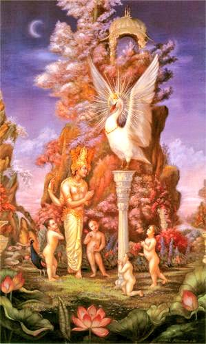 j_alterna's tweet photo. The #HamsaAvatara enlightens #Brahma and the four #Kumaras #Hindu #EasternDeities #EasternGods https://t.co/e5EngzTSEB