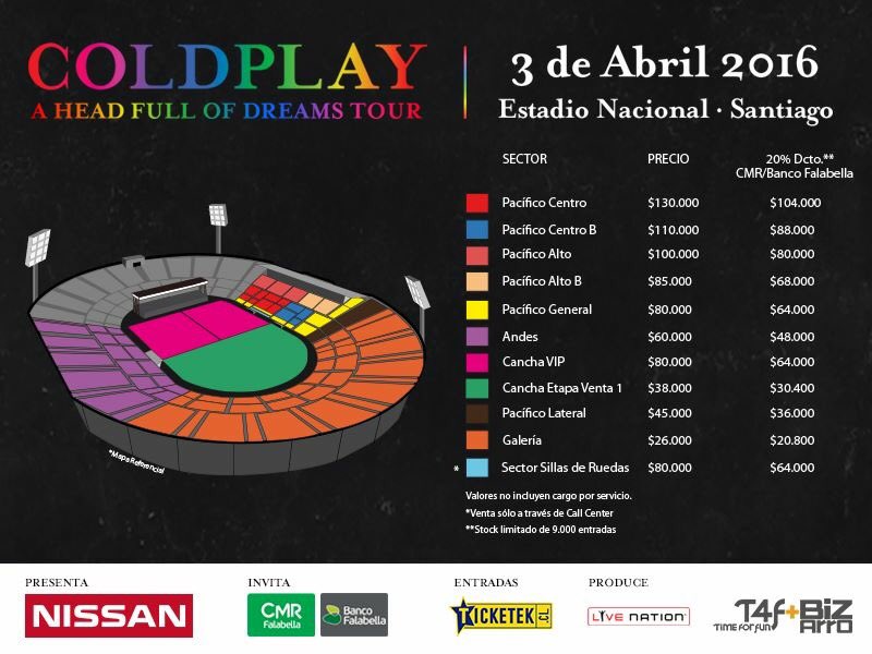 Si quieres saber más de #ColdplayEnChile síguenos como <a href="/T4FBizarro/">T4F+Bizarro</a> !
