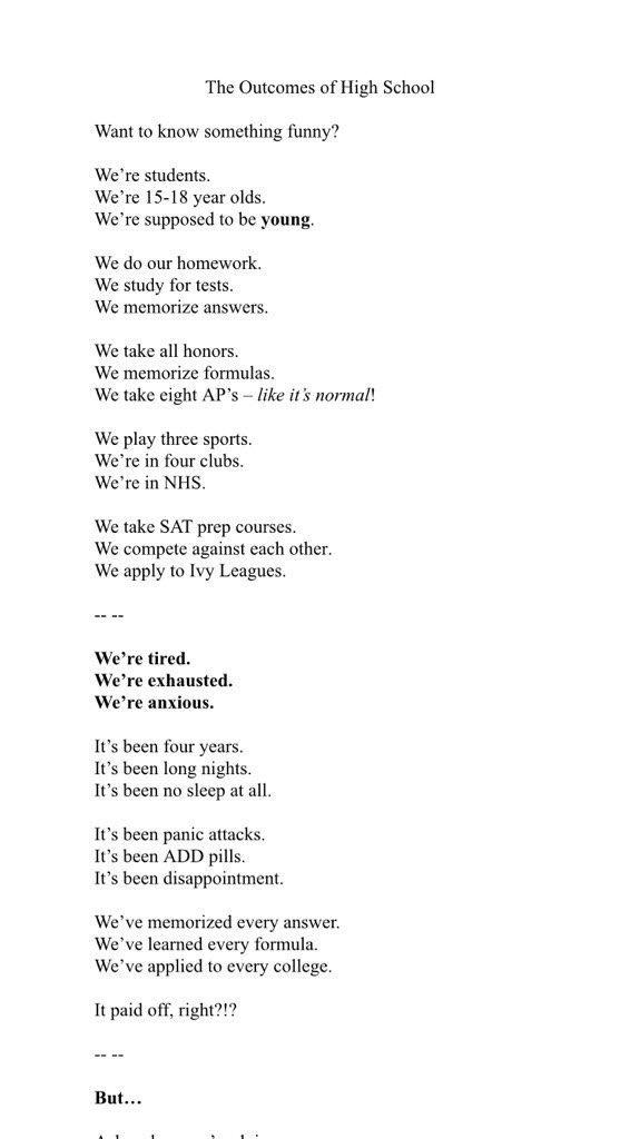 thefemaleboook's tweet photo. A poem about highschool https://t.co/cSuxjLkdcD