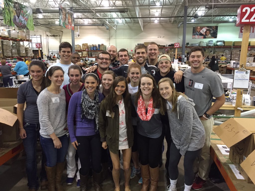fcadavidson's tweet photo. Great night packing Christmas presents for Operation Christmas Child! Go Cats! @OCC_shoeboxes https://t.co/cVbpxGKJ5O