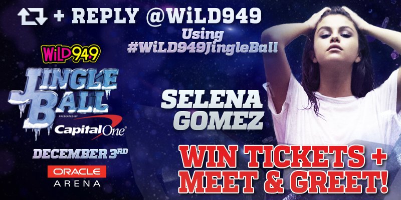 Lets bring it back... #SELENATORS MEET <a href="/selenagomez/">Selena Gomez</a>! RT &amp; Reply w/ ur fav #selenagomez song! Use #WiLD949JingleBall!