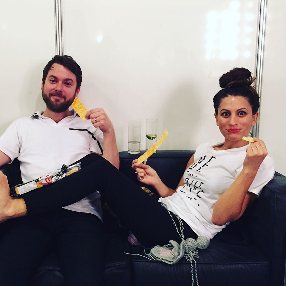 dragonette's tweet image. Tina and Joel found flat Pringles and are now never leaving the dressing room. Thank you São Paulo, thank you #myca…