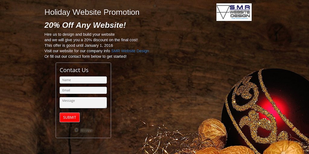 SMRWD's tweet image. Holiday Website Promo!
#WebsiteConnections
…oliday-promo.responsiveweb-design.com
#webdesign,#webdesignforstartups