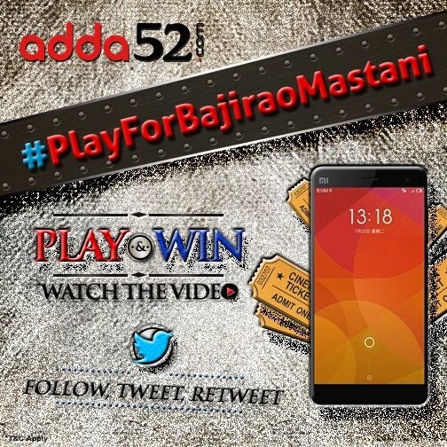 Adda_52's tweet photo. Mi 4 &amp; BMS vouchers to be won. #PlayForBajiraoMastani contest kicks off at 11AM. Start inviting your friends now! RT https://t.co/WmHvkhE7zz