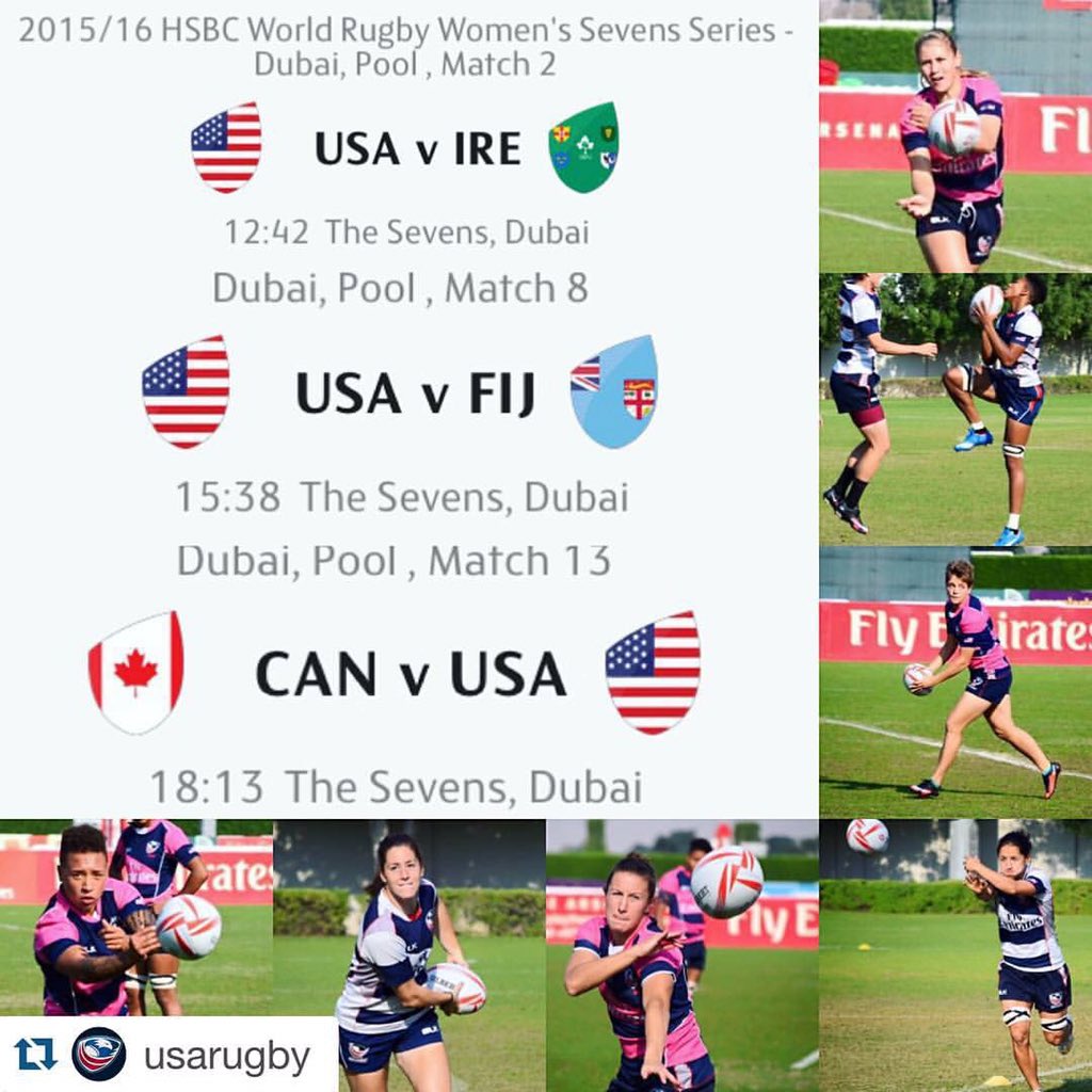 LIVE <a href="/Dubai7s/">Emirates Dubai 7s</a> #RoadToRio
<a href="/USAWomens7s/">USAWomens7s</a> (PT):
12:42am v Ireland
3:38am v Fiji
6:13am v Canada
worldrugby.org