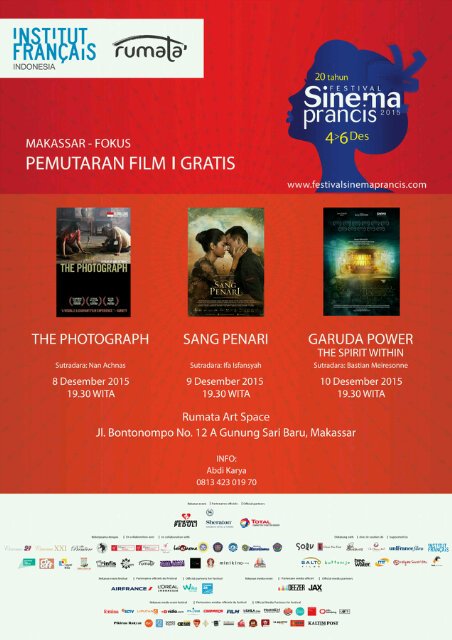 Catat tanggal &amp; jam pemutaran #FestivalSinemaPrancis ini ya, gens! ;)