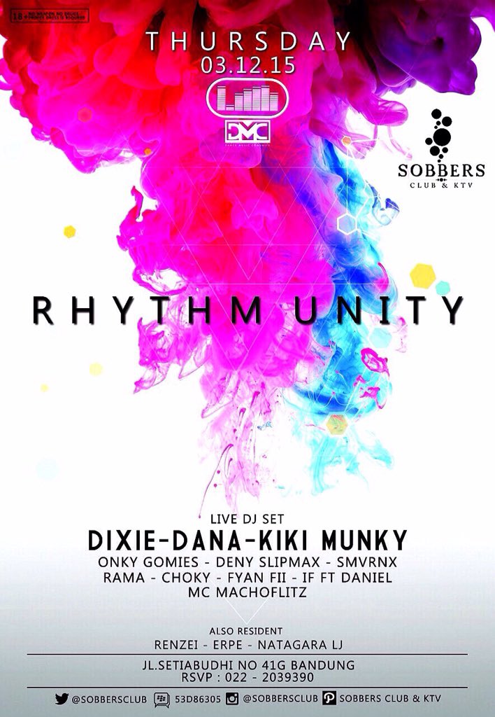 Tonight! 'RHYTHM UNITY' w/ <a href="/danisubrata/">DIXIE</a> <a href="/daanamd/">Dana 1945MF</a> <a href="/Kiki_Munky/">Kiki Kartaatmadja</a> <a href="/dickydiosk8/">DIO REDEMPTION</a> <a href="/RamaGeraldy/">RAMA SMVRX</a> <a href="/onkygomies/">ongky gomies</a> &amp; more!