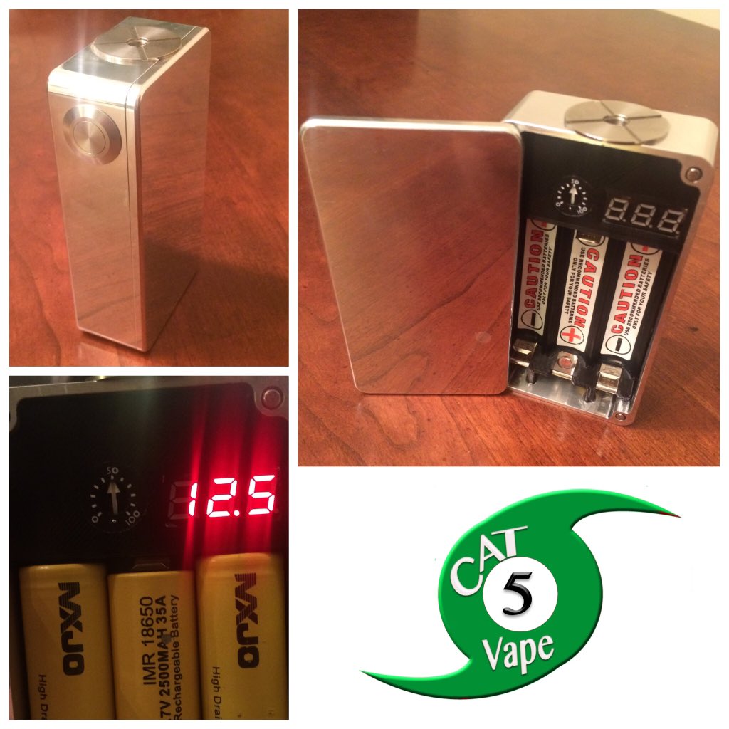 Triple 18650 in polished mirror CNC box with PWM.Contact us if interested if this or custom mods. Cat5Vape@gmail.com