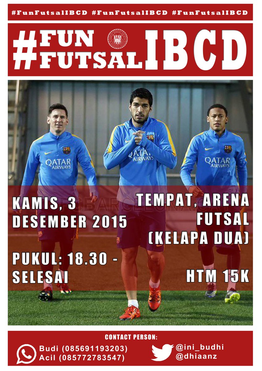INDOBARCA_DEPOK's tweet photo. Jangan lupa nanti kita Futsalan biar sehat. Jangan malu buat gabung dan jadi bagian dari IBCD. Skooooy!!! https://t.co/7WsiwnYtSs