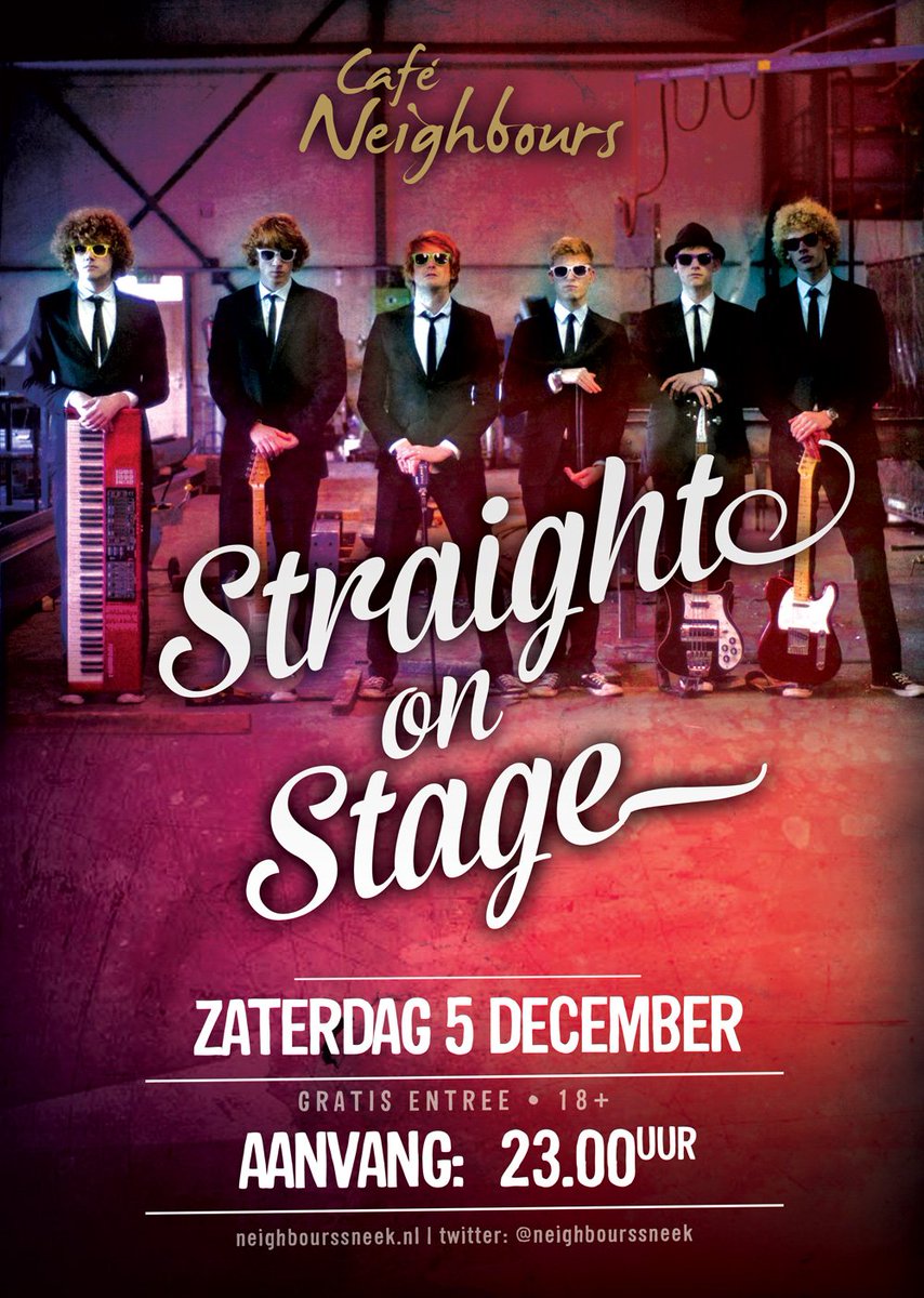 neighbourssneek's tweet photo. RETWEET en WIN 10 drankjes voor zaterdag met de band @STRAIGHTONSTAGE @neighbourssneek ! Gratis entree! #livemusic https://t.co/m0vKvlCtDY
