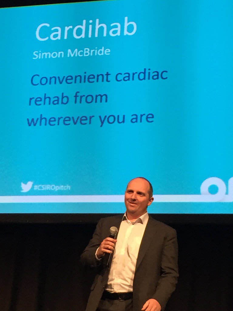 mikezim25's tweet photo. Cardihab: cardiac rehab wherever you need it.  The first clinically endorsed app for this in the world. #csiropitch https://t.co/wfTRRsDCSt