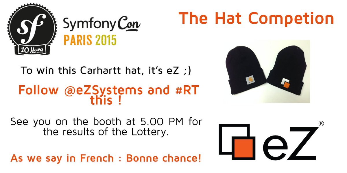ibexa_co's tweet photo. #SymfonyCon, let's play! There is a #eZ #Carhartt hat to win. Enjoy those 2 days! https://t.co/wFXdDT5Fpb
