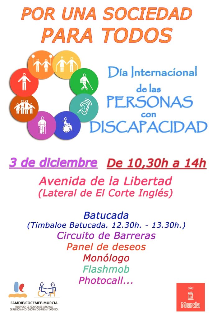 FAMDIF's tweet photo. Hoy celebramos el #DiaInternacionalDeLasPersonasConDiscapacidad
os esperamos esta mañana en Avda.de la Libertad!!! https://t.co/uIag60lh8M
