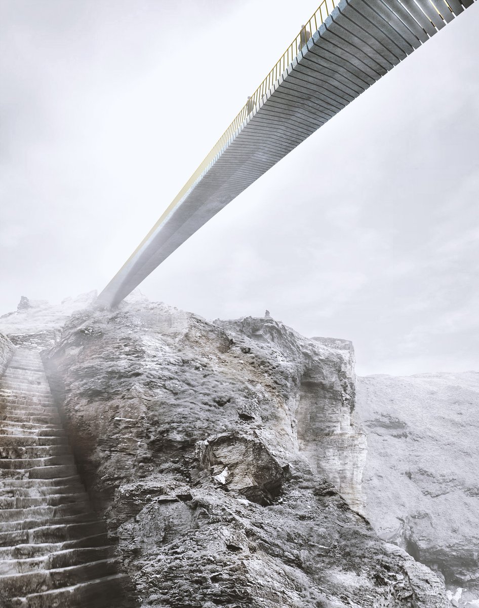 waitey's tweet photo. Revealed: Designs by finalists in Tintagel bridge contest @malcolmreading @ArchitectsJrnal: https://t.co/bYVMi8bBpj https://t.co/ZdldQTm0U2