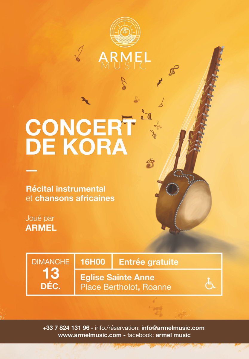 ArmelMusic's tweet photo. Pour #Noel Je donnerai 1 concert de #Kora #EgliseStAnne à #roanne dim 13 Déc.RT svp @VilledeRoanne @ChoraleRoanne https://t.co/mFGs5qHdY2
