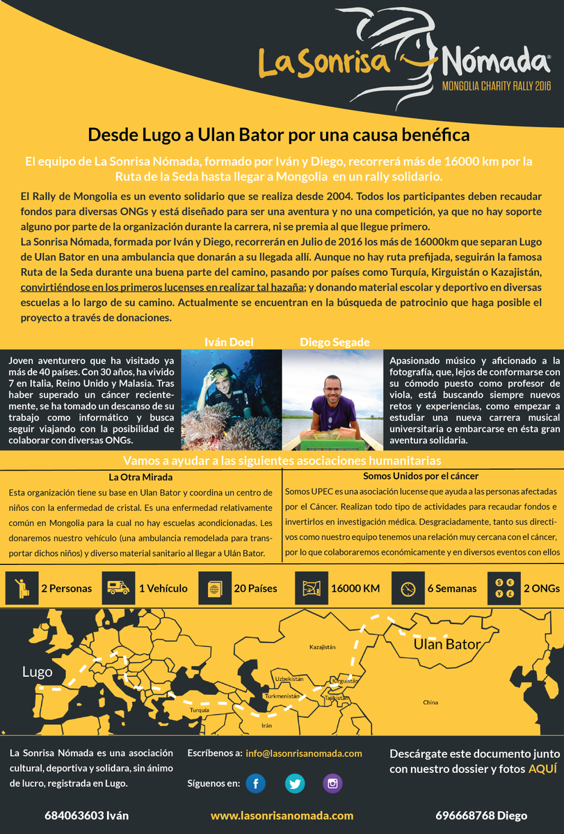 lasonrisanomada's tweet photo. Aquí tenéis resumida la info de nuestra gran aventura!! Si queréis colaborar entrad en https://t.co/ccGMkJl5dg https://t.co/4BtMsdmpPT
