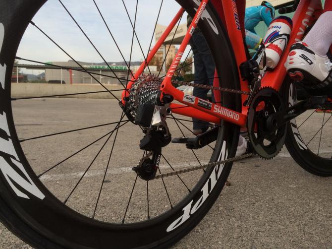 Cyclingnewsfeed's tweet photo. Katusha has @SRAMroad e-Tap electronic gears on their @canyon_bikes. Check out this gallery. https://t.co/lMxMYSDY0r https://t.co/a92j20koKx