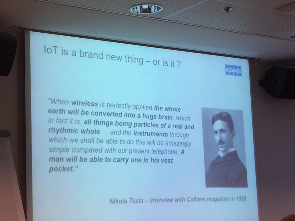 Kimmo_Haapea's tweet photo. No excuses #iot #digitalist #tesla by Ari Virtanen of @KONECorporation @digile_fi #digile #IoT https://t.co/vNRJgkdJB9