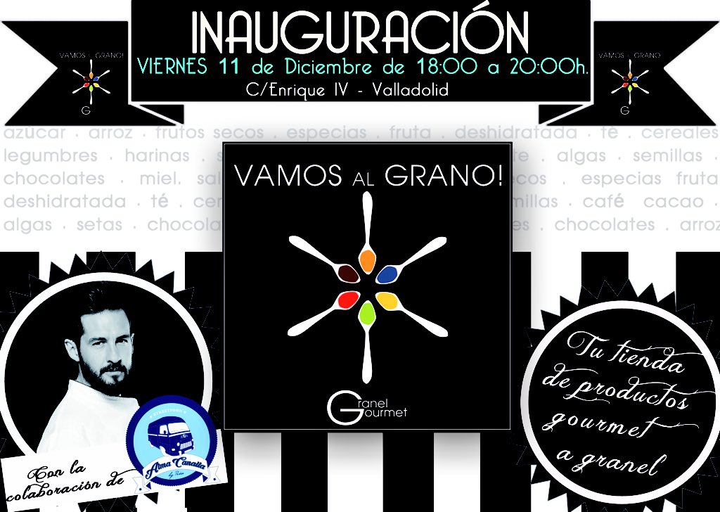 Gran_Canalla's tweet photo. El viernes 11 de Diciembre Inauguramos @vamosalgranog tienda de productos Gourmet a granel en Valladolid https://t.co/x53IH0Mtx1