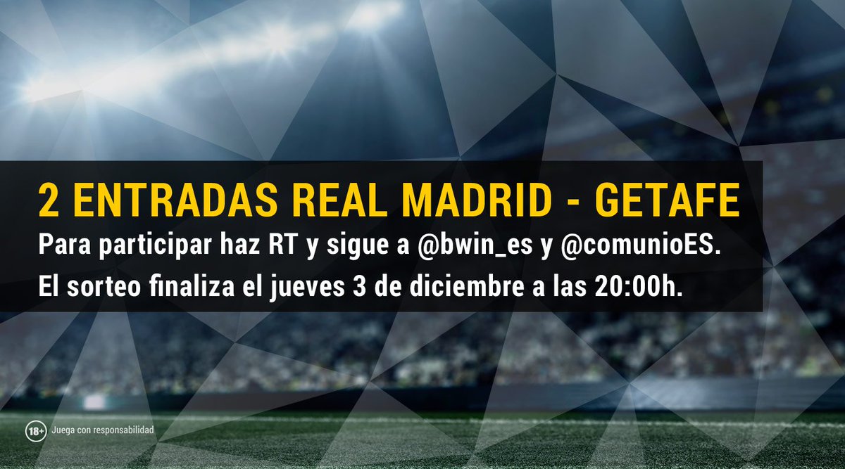 bwin_es's tweet photo. ¡SORTEAMOS 2 ENTRADAS DEL #REALMADRID-#GETAFE!
Para participar: Haz RT y sigue a @bwin_es y @comunioES https://t.co/nbxy4T3Yw0