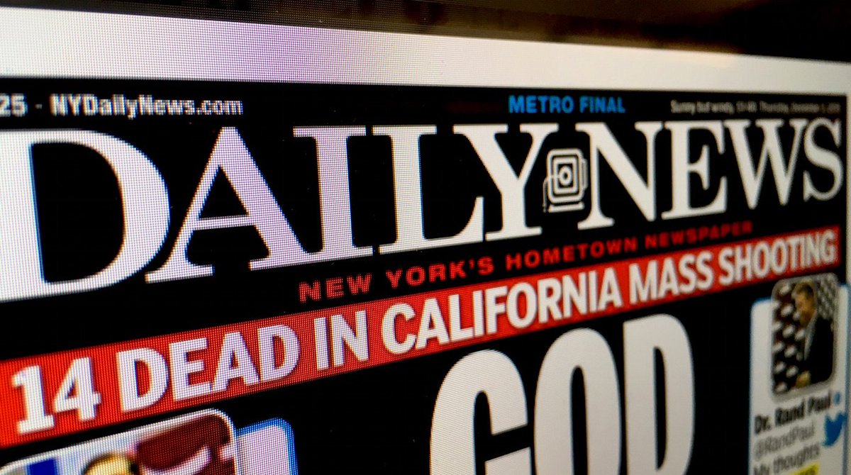 theblaze's tweet photo. "Scumbags": @NYDailyNews slammed for "offensive" cover following San Bernardino shooting: https://t.co/wfh6VgATFP https://t.co/5caRAUhjHp