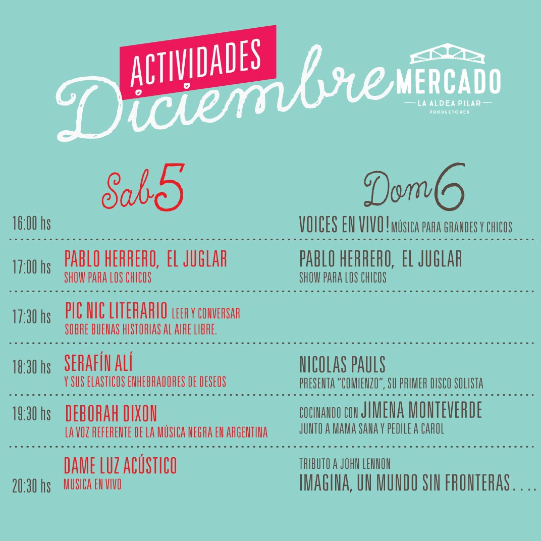 LAALDEAOK's tweet photo. Agenda de actividades para el 5 y 6 de diciembre con @jimenacocinaok
No te lo podés perder! https://t.co/DNk61dj8Da