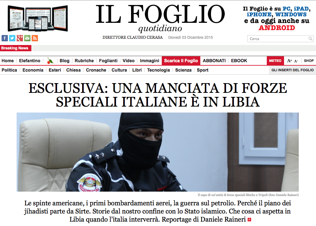 Esclusiva: una manciata di Forze speciali italiane è in #Libia. Reportage di <a href="/DanieleRaineri/">Daniele Raineri</a> ilfogl.io/WdSH