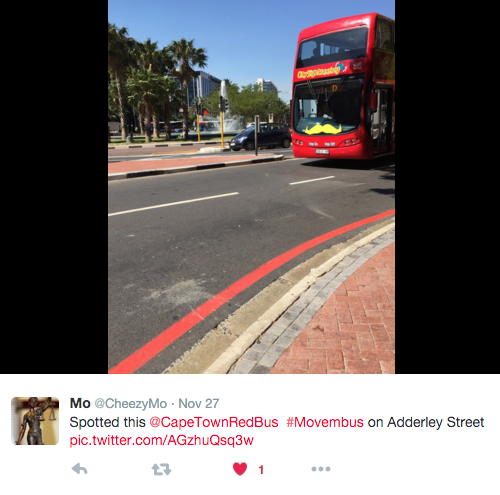 CapeTownRedBus's tweet photo. Congratulations to @CheezyMo who spotted a #Movembus and shared his photo with us on Twitter #RedBusSA #winning https://t.co/mDBYs39W4w