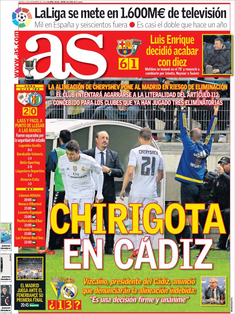elchiringuitotv's tweet photo. Así vienen LAS PORTADAS de la PRENSA DEPORTIVA del jueves.  Cherysev, PROTAGONISTA #ElChiringuitodeMega https://t.co/EyRsS8wMPe
