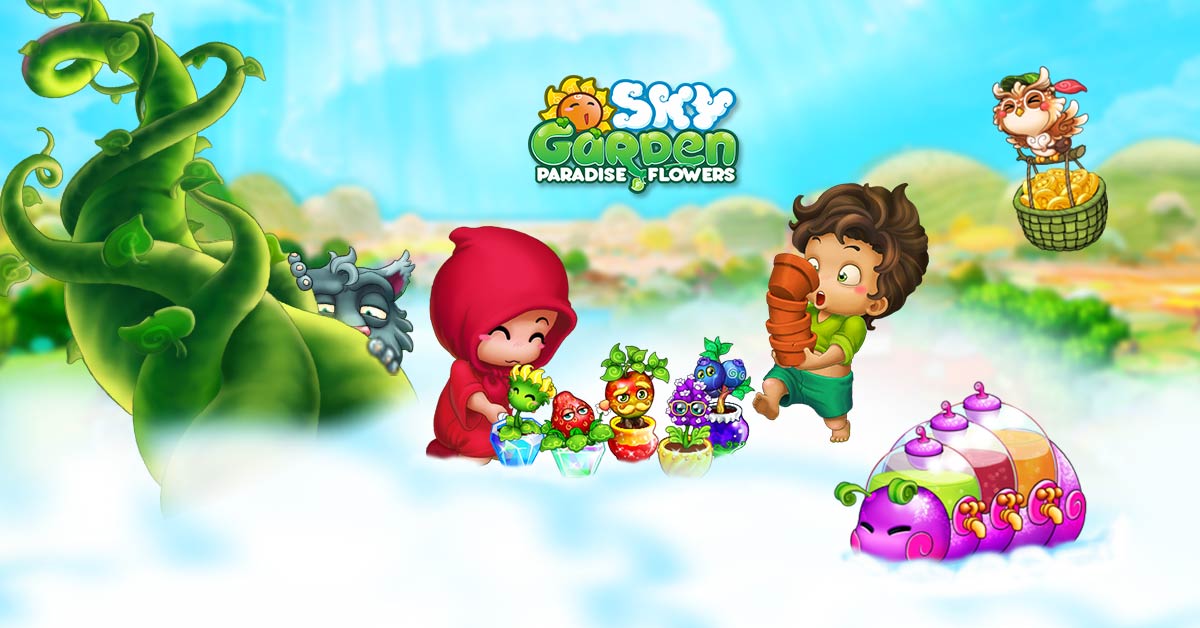 PlaySkyGarden's tweet photo. Little Red &amp; Jack had an amazing idea - raise a garden of flowers on the cloud.
#SkyGarden #game #farm https://t.co/HkCcXhL2Yr