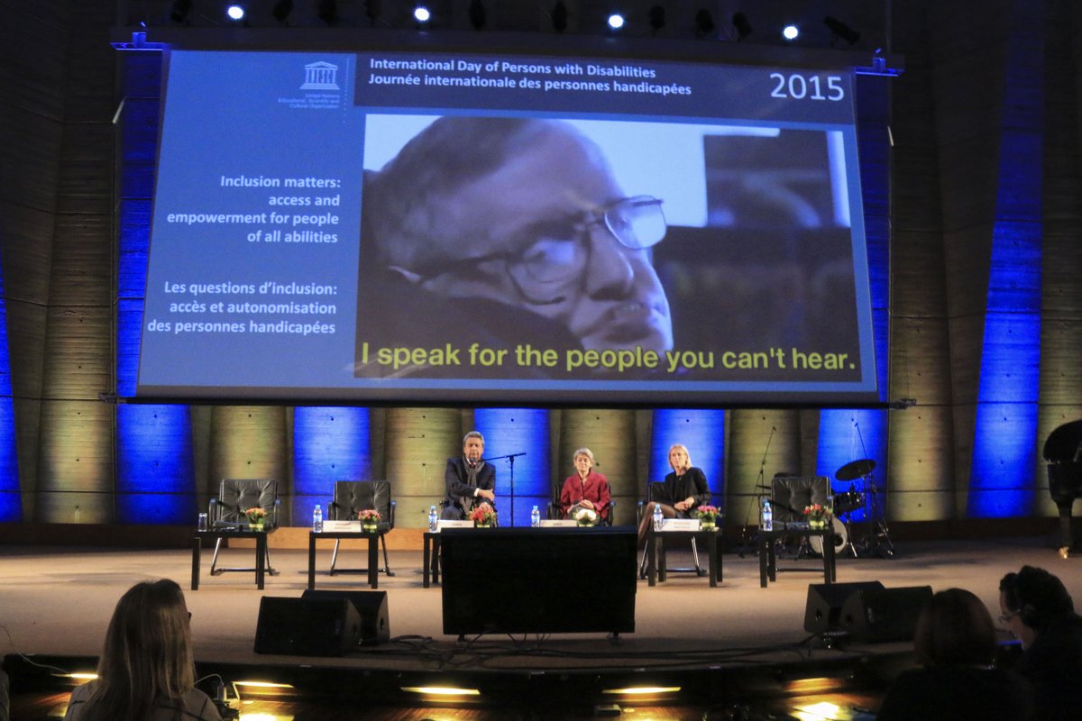 UNESCO's tweet photo. Inclusion matters: Intl #DisabilitiesDay at UNESCO HQ - Watch Live at https://t.co/pgtAlHncCb https://t.co/wa4AZFfeWn
