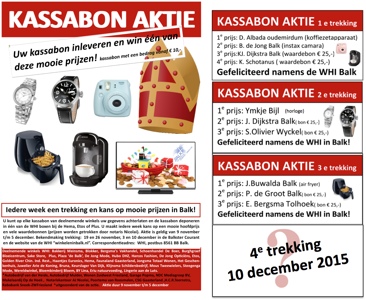 WHIBalk's tweet photo. Hier de winnaars van de 3e trekking van de kassabon akte: https://t.co/ZpehaB1r6n Winnaars van harte gefeliciteerd! https://t.co/UMYzfczMyK