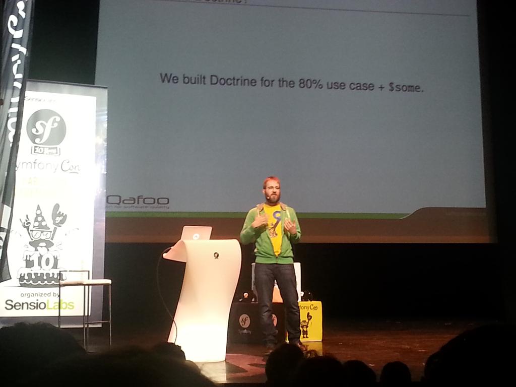 Symfomany's tweet image. Use or not #Doctrine2 in your next project to mapping your data? #SymfonyCon Big thx @beberlei,very interesting!