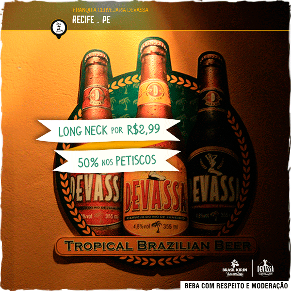 Agora você tem mais 2 motivos para ir a Cervejaria Devassa Recife durante a semana: promoção de long neck e petisco.
