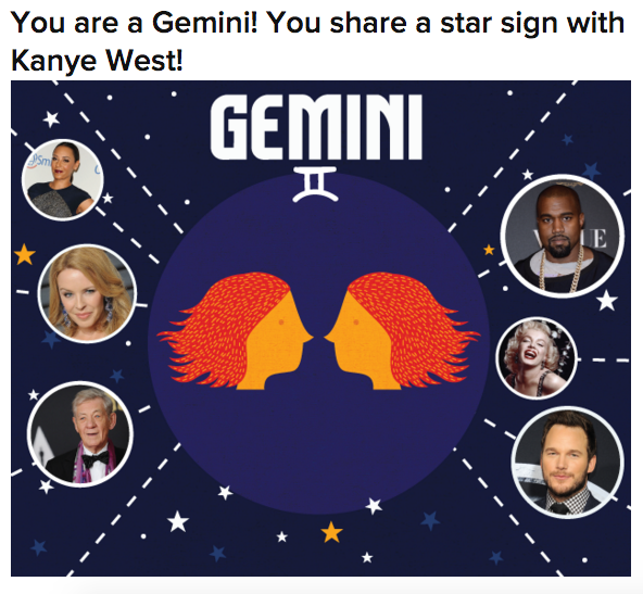 buzzfeedcoven's tweet photo. Which Celebrities Do You Share Your Star Sign With? https://t.co/QHuRLteylJ via @kimberleydadds 
✨♊️ https://t.co/mPMUVwKpMq